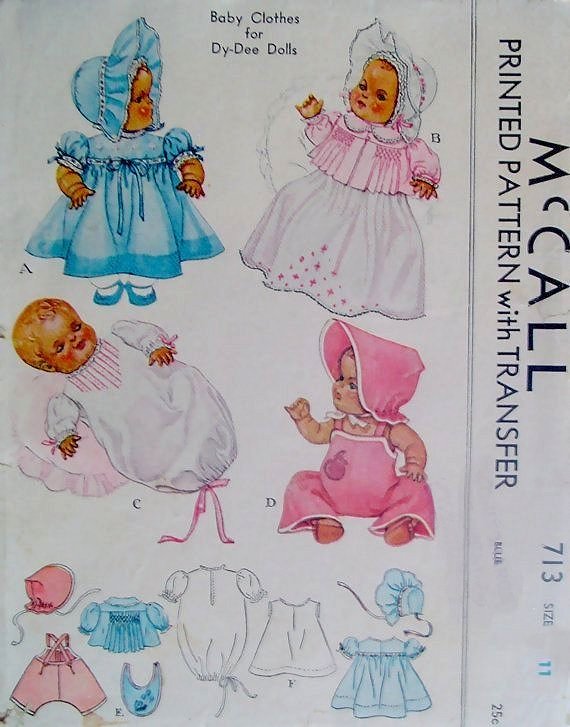 Dy Dee Betsy Wetsy Vintage Baby Doll Clothes Pattern ~ 11" 12" Tiny Tears 
