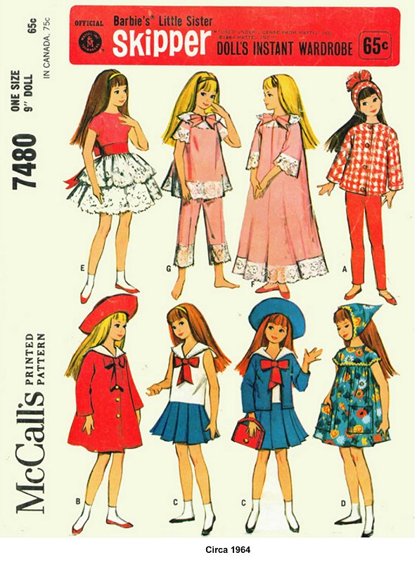 Vintage 9311 Doll Clothes Wardrobe Pattern Teen Doll's Sister fits Skipper 9 in. 